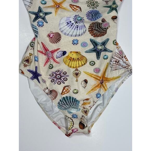 Gottex Round Neck One-Piece Swimsuit Sea Shells Starfish Size 14 23WS137 - Picture 4 of 15
